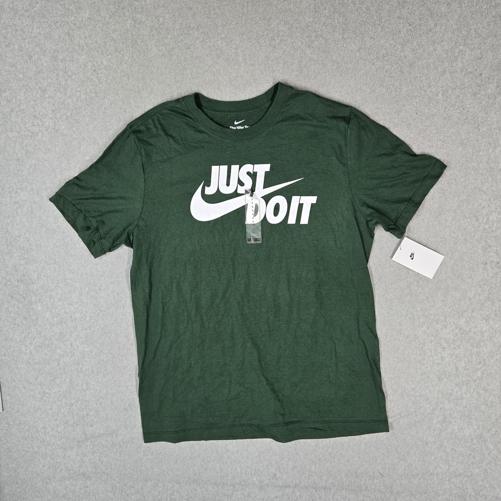Nike Men Shirt L Green Graphic Just Do It DX1989-323 Logo Short Sleeve NWT